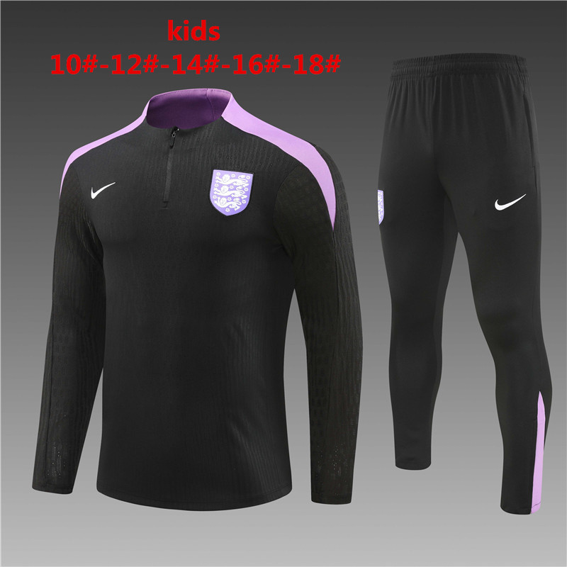 Kids England 24/25 Tracksuit - Black/Purple